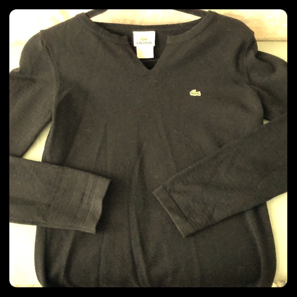 Lacoste Sweaters - Lacoste black v neck sweater